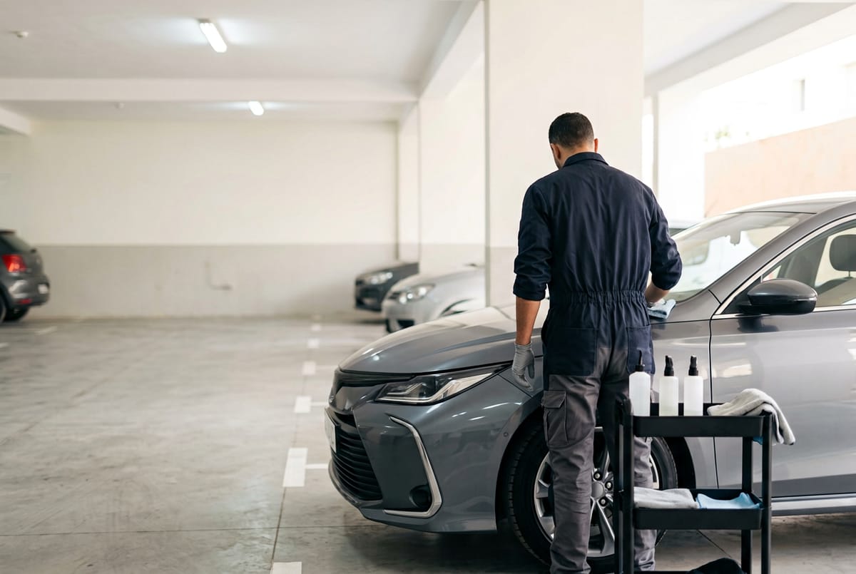 Véhicule d'intervention stationné sur le parking de surface de la Cité Founty à Agadir